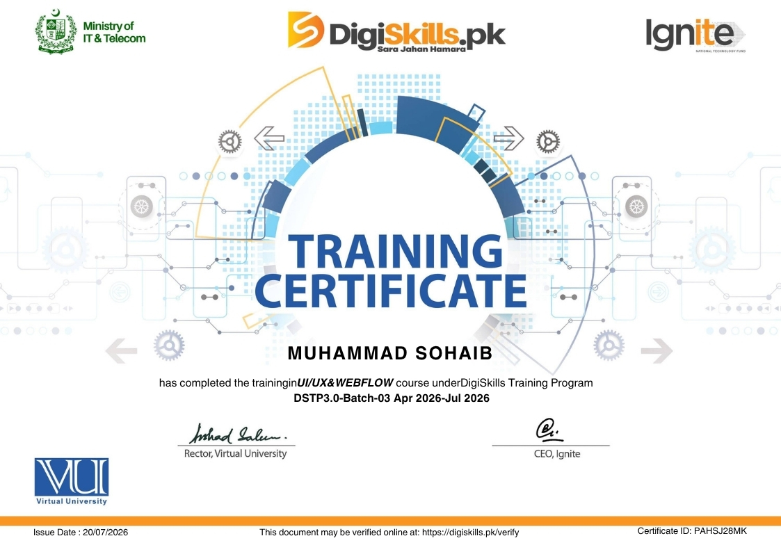 UI/UX & Webflow Certificate